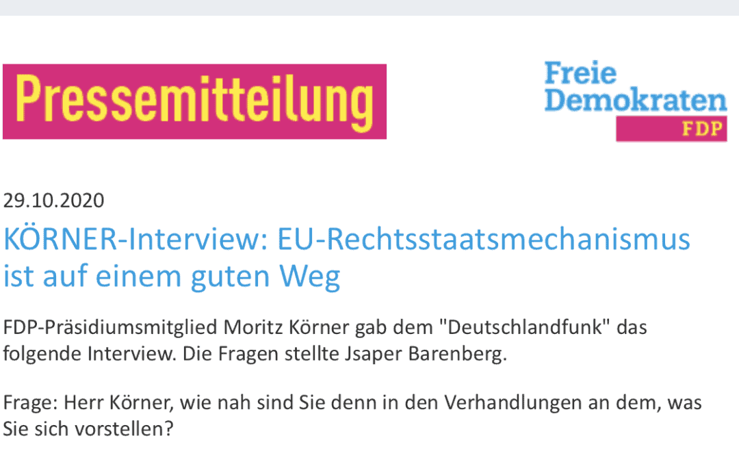 KÖRNER-Interview: EU-Rechtsstaatsmechanismus ist auf einem guten Weg